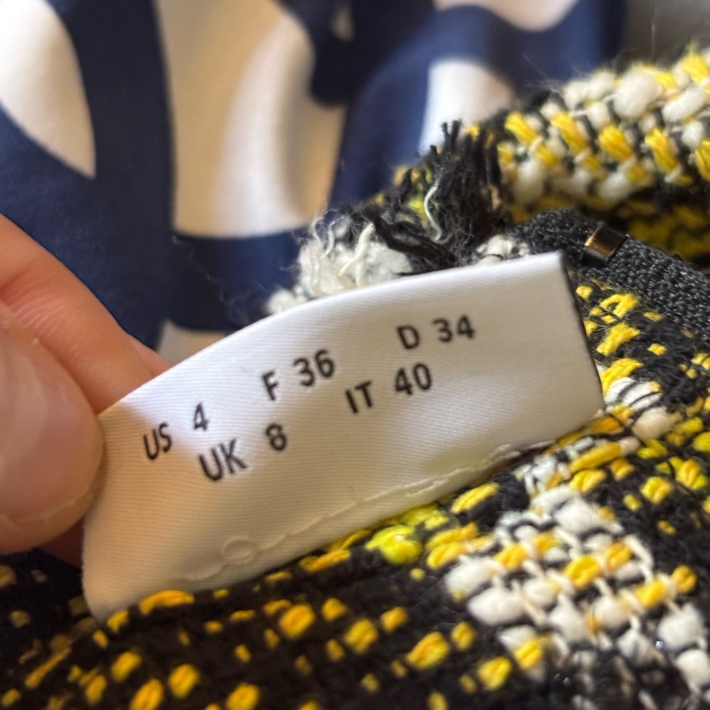 Akris Punto Tweed Knit Blouse and Skirt Set Yellow Black Plaid US 4 - Picture 13 of 15